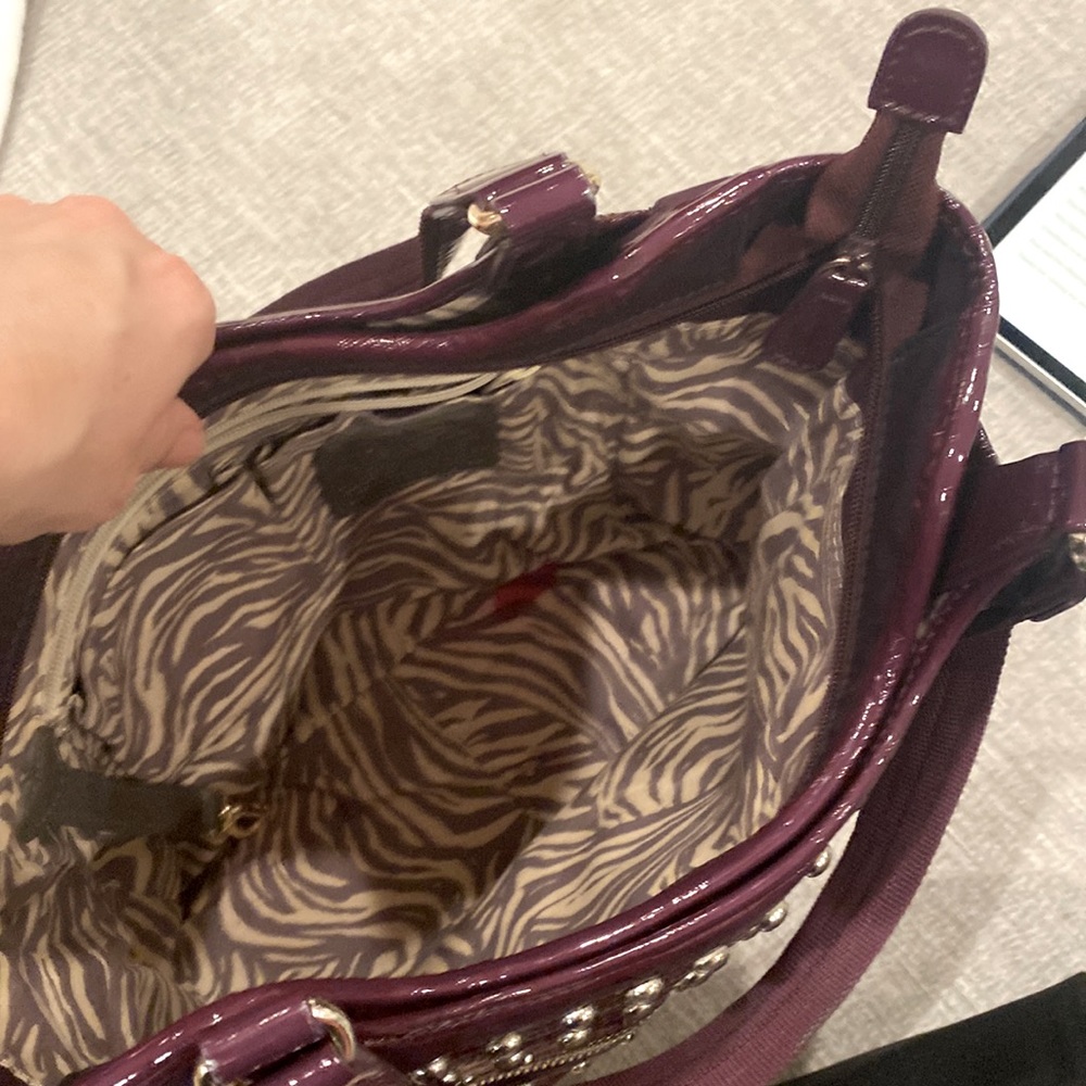 Brighton Campbell purple nylon silver studded shoulder bag. - Picture 11 of 11